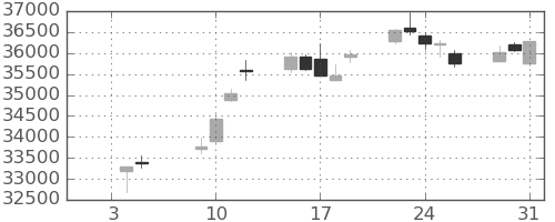 日経225の日足チャート(2024年1月)